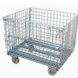 Wholesale Price Heavy Duty Galvanized Steel Folding Storage Cage for Logistic Transportation thumbnail-5