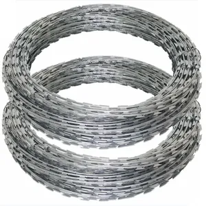 Barbed Wire Mesh Fence With Razor Blades, Stainless Steel Razor Blades, Barbed Wire, Razor Blades, and Barbed Wire. thumbnail-1