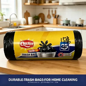 Heavy-Duty Drawstring Garbage Bags Strong Trash Bags With Reinforced Drawstrings thumbnail-1