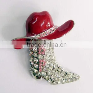 Reviews Lucky Western Cowboy Boots Brooch & Red Hat Pin Charm Enamel thumbnail-1