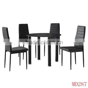 Black Tempered Round Cheap Dining Table thumbnail-1