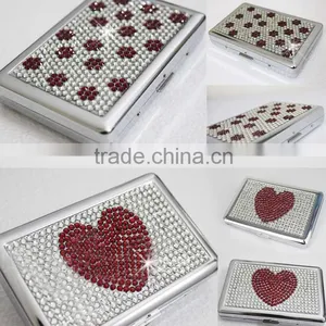 Automatic Crystal Rhinestone Metal Cigarette Case Holder thumbnail-4