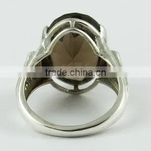 Classy Smoky Quartz Ring, Gemstone Silver Jewellery, Fine Silver Jewellery thumbnail-3