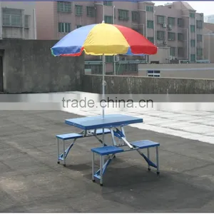 Portable Blue Plastic Folding Table and Chairs thumbnail-1