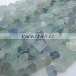 Natural Gemstone Long Drilled Polished Rough Green Fluorite Tumbled Stone thumbnail-3