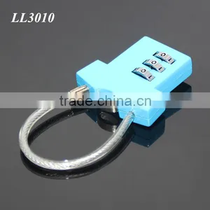 Steel Wire Resettable 3 Digit Combination Travel Luggage Suitcase Padlock Alloy T-shirt Metal Digital Locker Lock thumbnail-6