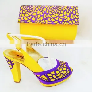 Italian Shoes and Bag Set African Women High Heels Sandals Shoe Matching Clutch Bag thumbnail-3