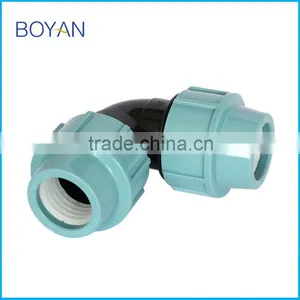 China Wholesale BOYAN Zhejiang 20-110mm Light Blue for Irrigation 90 Degree Elbow Band pp Commpression Quick Pipe Fitting thumbnail-1