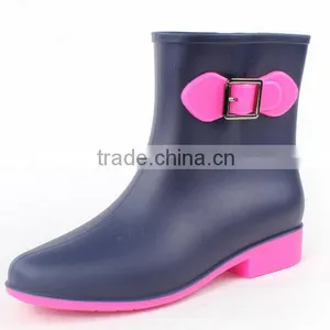 PVC Boots Jelly Color Rubber Rain Boots for Women Wellies thumbnail-3