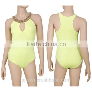 OEM Hot Selling Wholesale Beaded Yellow Color One Piece Playsuit Jumpsuit for Women 2016 Quality Choice thumbnail-2