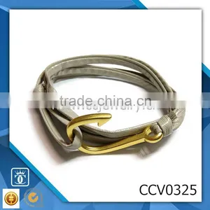 Diamond Gold Bracelet With Anchor Fancy Mens Alloy Chinabracelet Leather Bracelet Stainless Steel Chain thumbnail-1