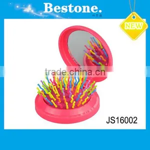 Customized Logo Girls Single Mirror With Comb Pocket Makeup Compact Mirror thumbnail-1
