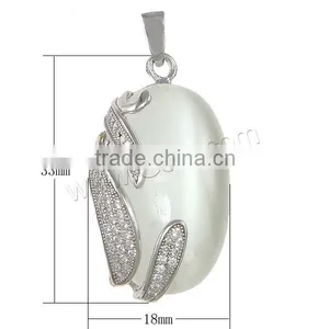Plated 925 Sterling Silver Cats Eye Pendants thumbnail-1