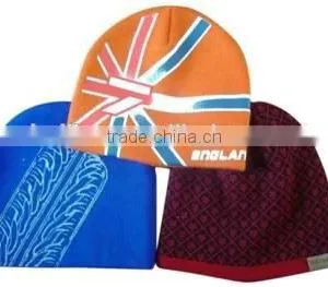 100% Acrylic Yarn Printing Beanie Hat Knitted Beanie Hat Acrylic Beanie Hat thumbnail-1