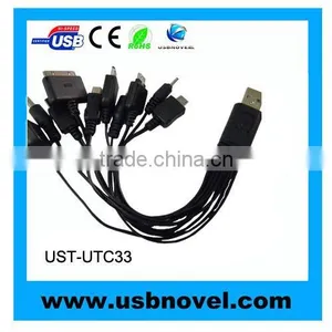 10 in 1 Universal USB Charger Cable Car Charger& Travel Charger for Mobile Phone, MP3 MP4 thumbnail-1
