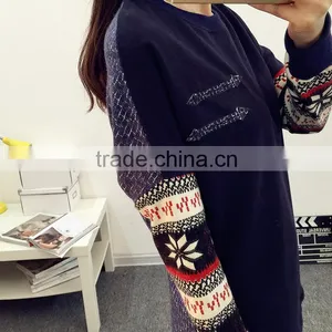 2016 Korea Fashion New Women's Long Sleeve TShirt Loose Patchwork Cotton Tops Lady Casual Blouse thumbnail-6