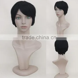 Cheap Fashion Synthetic Hair Short Wig Black Color thumbnail-1