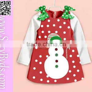 Cute Snowman Long Sleeve Christmas Dress for Girls thumbnail-1