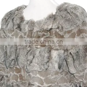 Women Rex Rabbit Fur Coats Patch Fur Coat KZ14132 thumbnail-4
