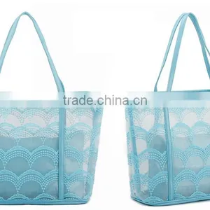 Ladies Clear PVC Handbag Lace Decoration With Mini Bag thumbnail-1