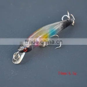 4Pcs 74mm/4.5g Minow Fishing Lure Hard Bait With Hooks Metal Ball Tackle thumbnail-5
