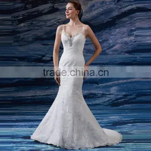 2016 Lace Applique Sweep Train Mermaid Wedding Gowns Wedding Lacha Photos thumbnail-1