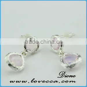 Newest Design Raw Brass Two Fashion Gemstone Earrings thumbnail-5