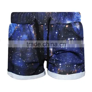 2015 Women Shorts Sublimation Print Blue Galaxy Running Shorts Elastic Waist N16-8 thumbnail-1