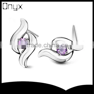 Multi Colar Zircon Sea Shell Shaped Prong Setting Ear Studs thumbnail-1