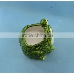 Glazed Ceramic Plant Pot, Pottery Garden Decoration Frog Flower Pot thumbnail-2