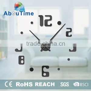 DIY 3D Large Silver or Black Color Luxury Home Decor Mirror Wall Clock thumbnail-4