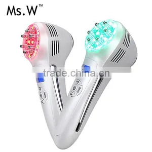Portable Bio RF Skin 3Mhz 3 Lights LED Photon Ultrasonic Facial Massager thumbnail-2