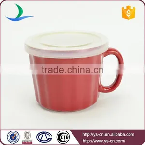 Wholesale Red Ceramic Microwave Soup Bowl With Lid thumbnail-1