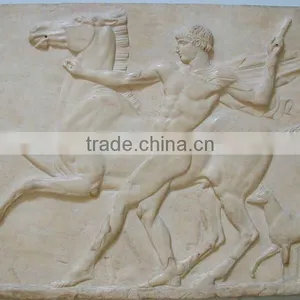 White Marble Relief Of A Youth With His Horse And Dog thumbnail-1