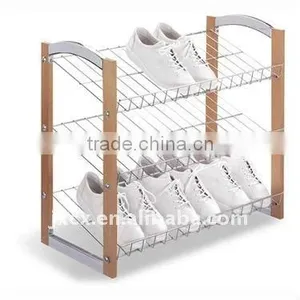 H1317 3-Tier Shoe Rack With Wood Side thumbnail-1