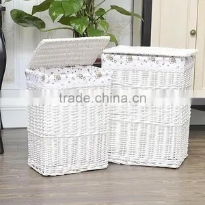 Cheap Linshu Hand Woven White Color Laundry Basket thumbnail-1