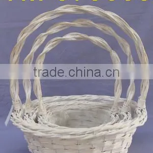 White Round Willow Garden Basket thumbnail-1