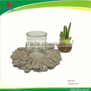 Wooden Candle Holder With Glass Holder thumbnail-1