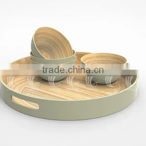 Lacquer Bamboo Salad Bowls, Spun Bamboo Trays thumbnail-6
