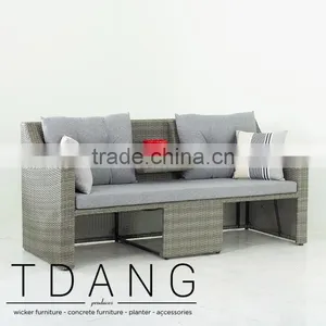 Madison Outdoor Wicker Loveseat With Ottoman thumbnail-2