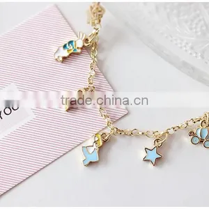 Enamel Star Bowknot Rabbit Pumpkin Carriage the Playing Cards Charms Bracelet Gold Chain Bracelet With Assorted Charms thumbnail-4