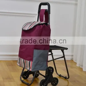 Foldable Supermaket Grocery Shopping Trolley With Folding Chair Seat thumbnail-2