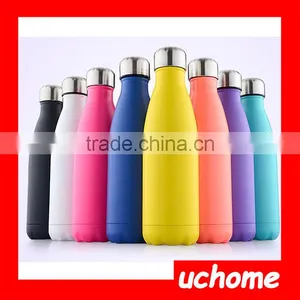 UCHOME 17 OZ/500 ML Food Grade Double Wall Vacuum Flask Insulated 18/8 Stainless Steel Swell Cola Shaped Water Bottle thumbnail-5