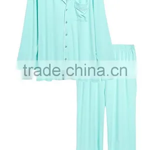 Custom Loungewear European Fashion Ladies Satin Pajamas Sets Long Trousers and Long Sleeved Buttoned Shirt thumbnail-4