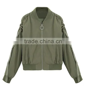 Custom Men Jean Jacket Wholesale Green Bomber Jacket thumbnail-1