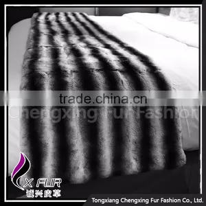 CX-D-128A Luxury Genuine Rex Rabbit Fur Throw Blanket Sofa Throw thumbnail-4