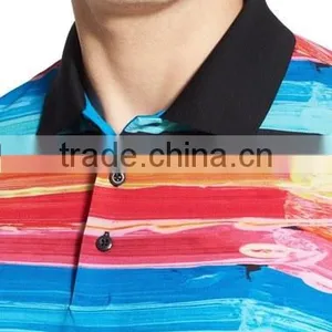 Mgoo Fashion Custom Made Design Colorful Men Stripe Polo Shirt With Short Sleeve Casual Outwear With American Sizes thumbnail-5