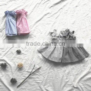 0-3 Years 2017 Wholesale Cotton Summer Plaid Bow Kids Girls Blouses (pick Size Color) thumbnail-2