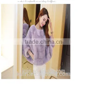 2016 O Neck Flare Sleeve Long Hairy Shaggy Faux Fur Pullovers Coat New Women Autumn Winter Loose Outerwear Gray Black thumbnail-1