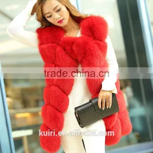 2015 Fashion Lady Natrual Fox Fur Vest Women's Real Full Fox Fur and Leather Winter Overcoat Girl's Outerwear Fur Vest Coat thumbnail-1